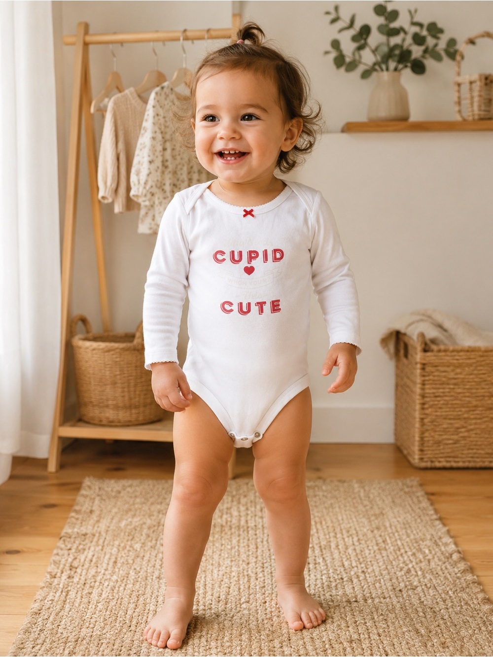 Carter's White Long-Sleeve Bodysuit with Red 'Cupid Cute' Print